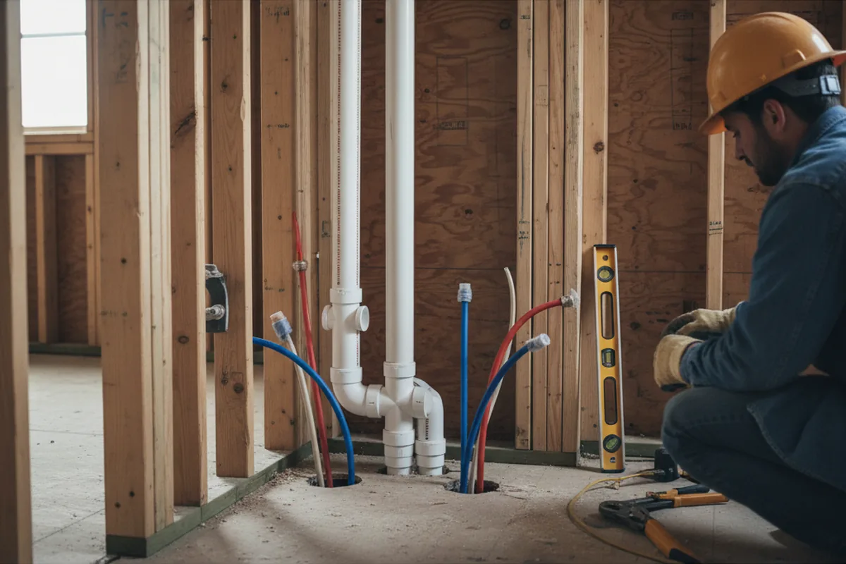 Drain and supply rough-in during Leak Detection in Sacramento