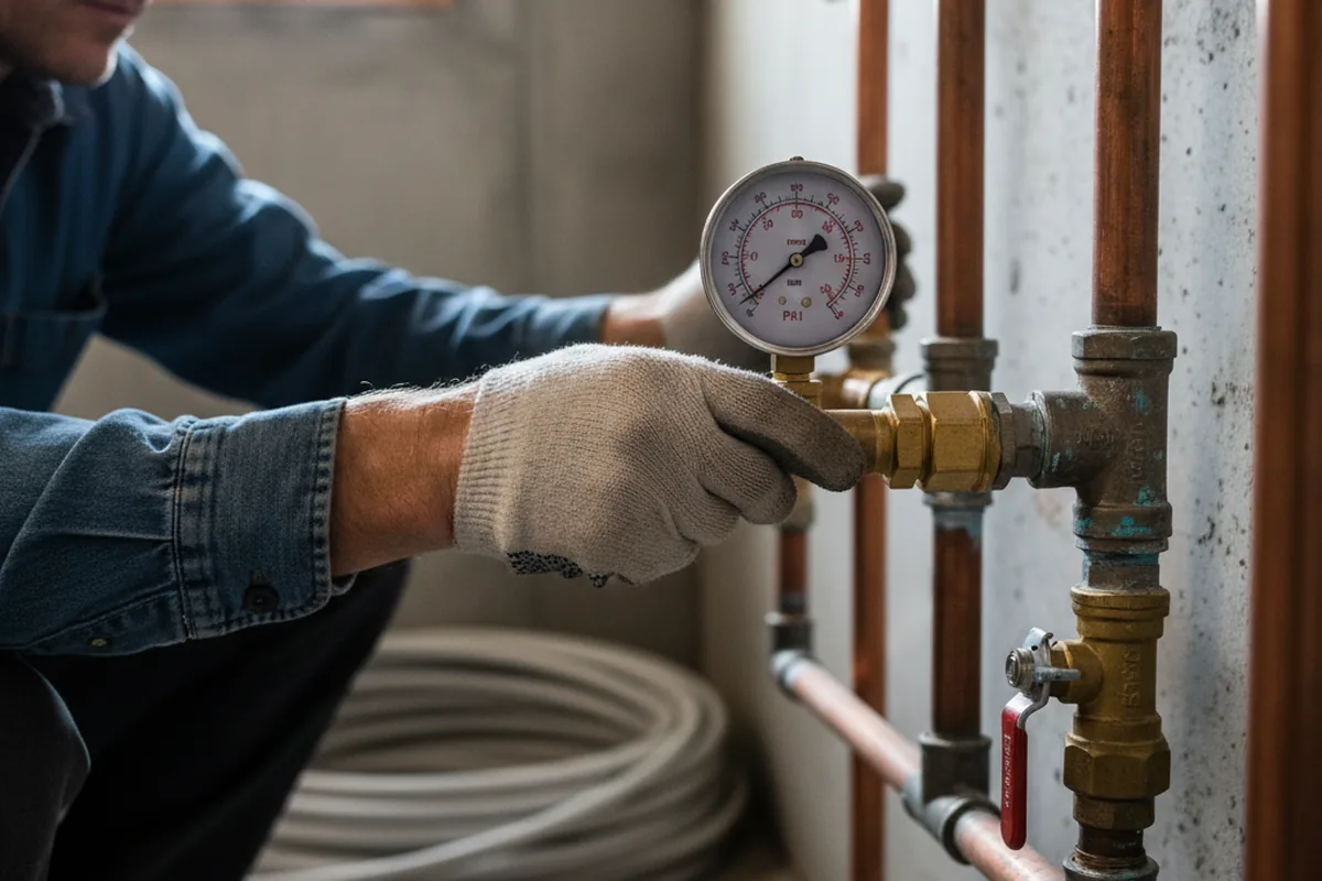Pressure testing a repaired line during Water Line Repair in Sacramento